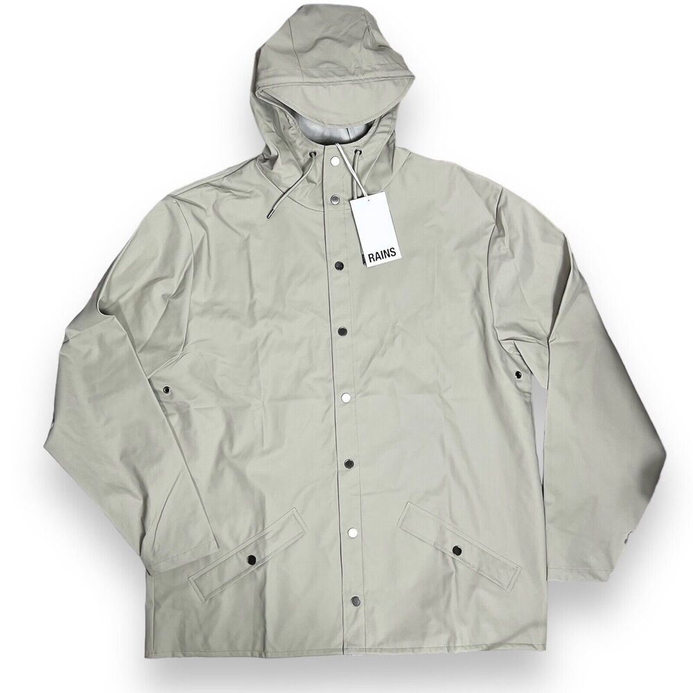 RAINS Jacket Men’s L Cement, Hood Waterproof Windproof 12010 - Picture 2 of 6